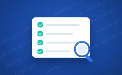 e-Ledger software selection visual: a checklist and an inspection magnifier over software options